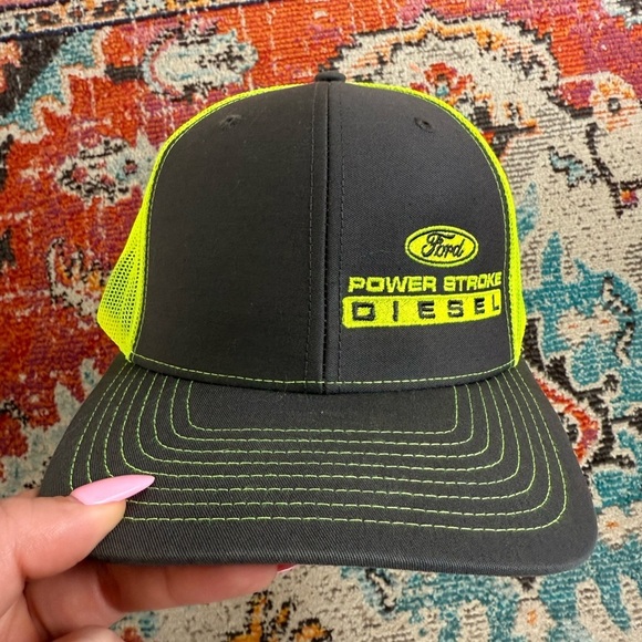 Ford Power Stroke Diesel Black and Neon Green Cap - Picture 2 of 5